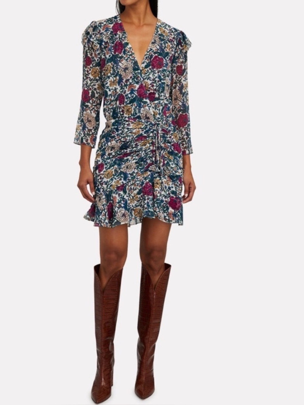 Veronica Beard Marilla Silk Floral Wrap Mini Dress – Size 8